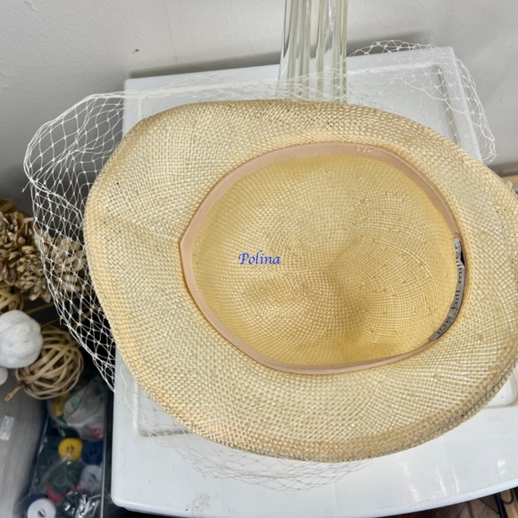 VINTAGE UNIQUE Joe Bill Miller Straw Hat with a veil - a nice church fancy hat!